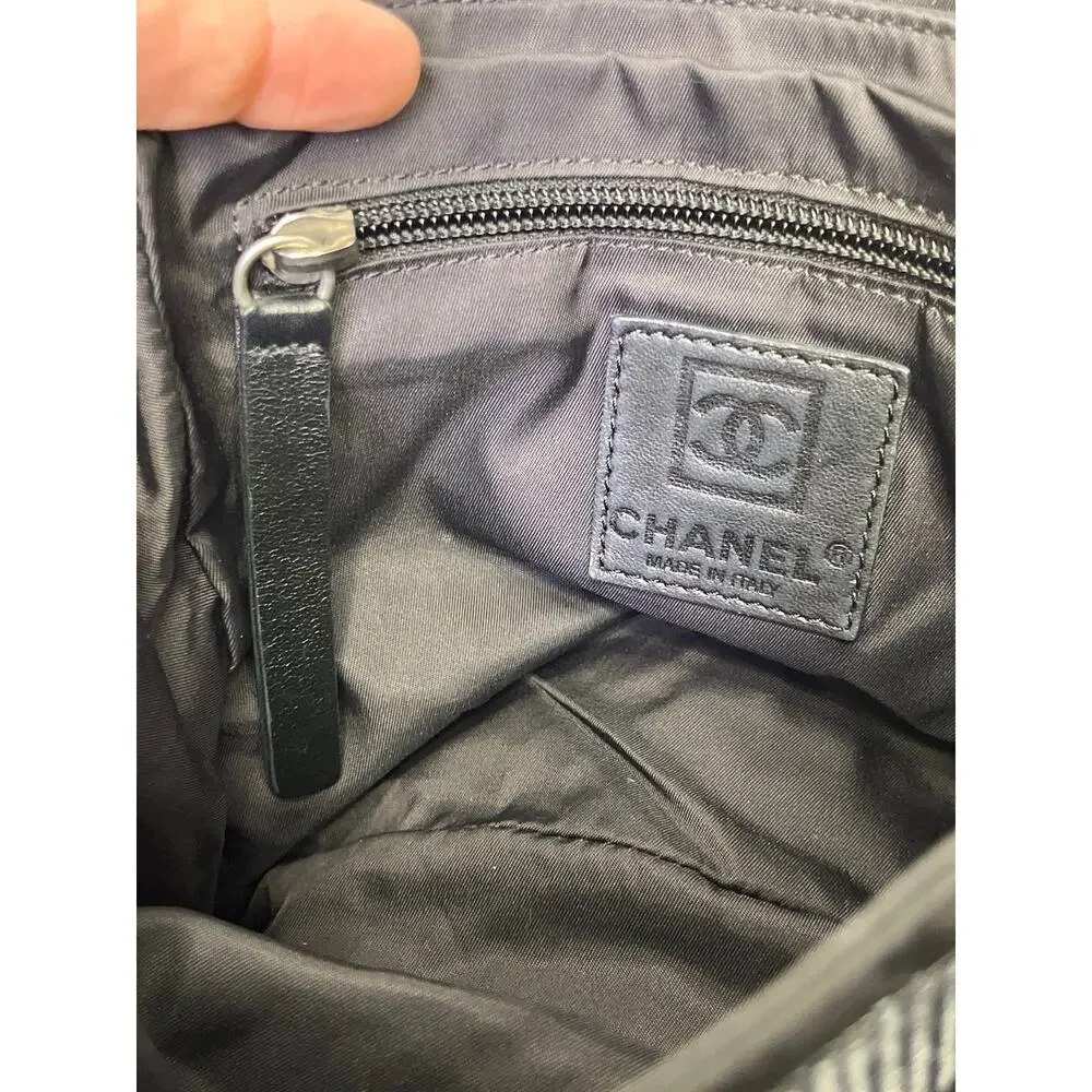 CHANEL Sport Line Black Quilted Nylon Messenger Crossbody Buckle Flap Bag
